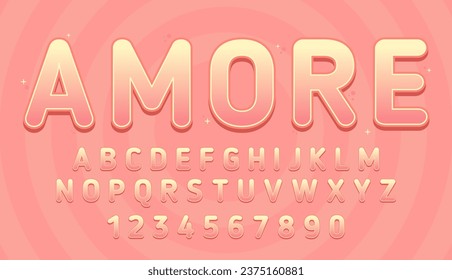 decorative editable cute amore peach color text effect vector design