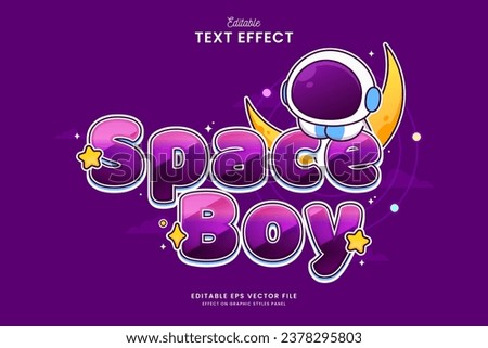decorative editable cute astronaut text effect vector design