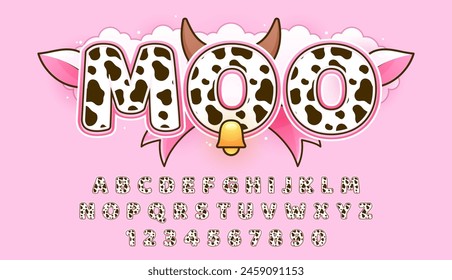 decorative editable cute cow text effect vector design