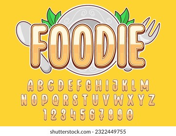 decorative editable cute foodie logo text effect vector design