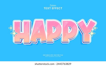 decorative  editable cute happy text effect vector design