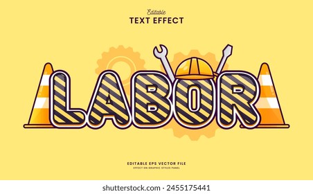 decorative editable cute labor text effect vector design