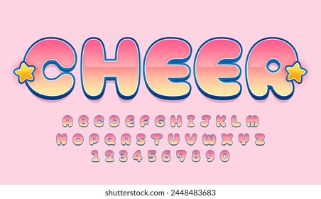 decorative editable cute pink cheer text effect vector design