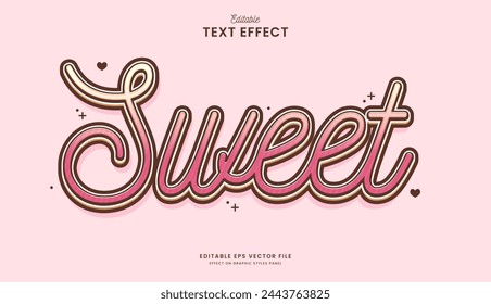 decorative editable cute pink sweet text effect vector design