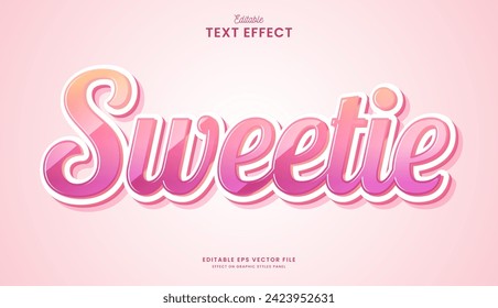 decorative editable cute pink sweetie text effect vector design