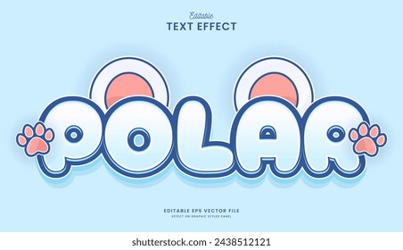 decorative editable cute polar bear text effect vector design