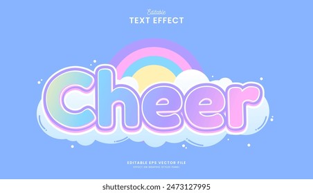 diseño de Vector de efecto de texto de arco iris lindo editable decorativo