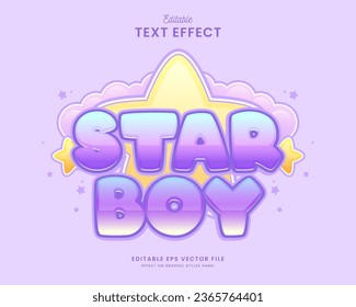 diseño vectorial de efecto de texto lindo estrella editable decorativo