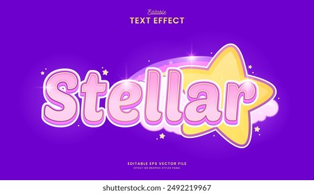 diseño de Vector de efecto de texto de arco iris estelar lindo editable decorativo