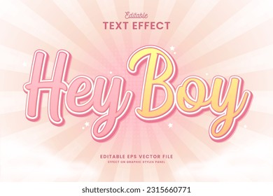 diseño vectorial de efecto de texto bonito amarillo y rosa modificable decorativo