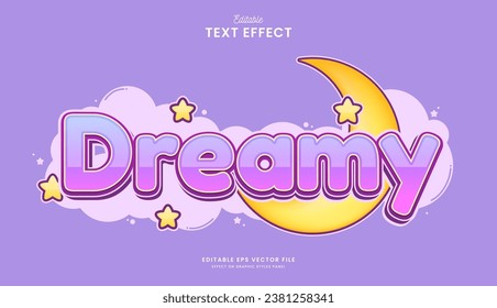 diseño vectorial de efecto de texto de luna de soñación editable decorativo