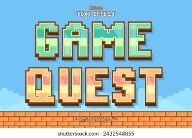 Dekoratives editierbares Spiel Quest Pixel Texteffekt Vektor-Design