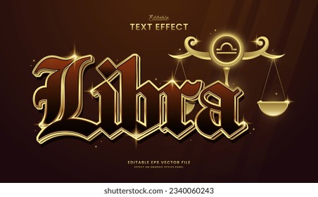 decorative editable golden libra text effect vector design