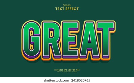 decorative editable great green text effect vector design