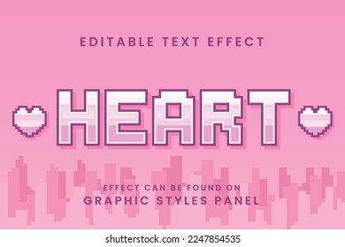 decorative editable heart pixel text effect vector design