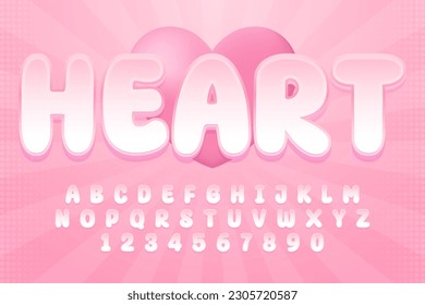 decorative editable heart text effect vector design