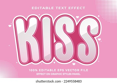 decorative editable kiss text effect vector design