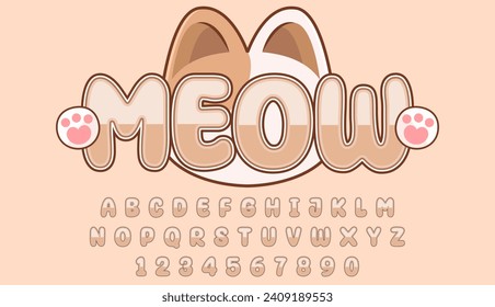 decorative editable kitten text effect vector design