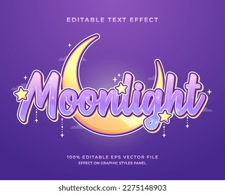 decorative editable moonlight text effect vector design