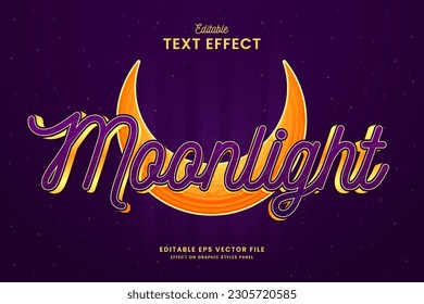 decorative editable moonlight text effect vector design