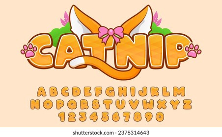 diseño vectorial de efecto de texto de gato naranja editable decorativo