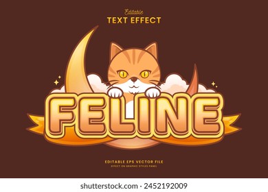 decorative editable orange cat text effect vector design