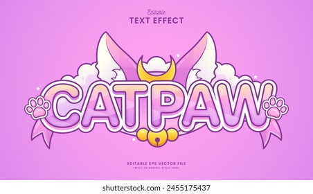 decorative editable pink cat text effect vector design