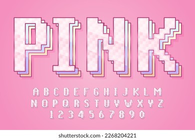 diseño vectorial de efecto de texto rosa de píxel editable decorativo