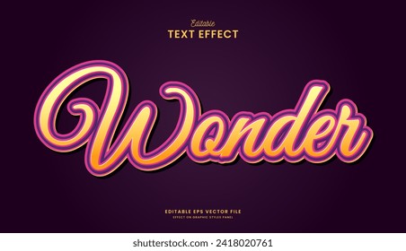 diseño vectorial de efecto de texto de maravilla morada editable decorativo