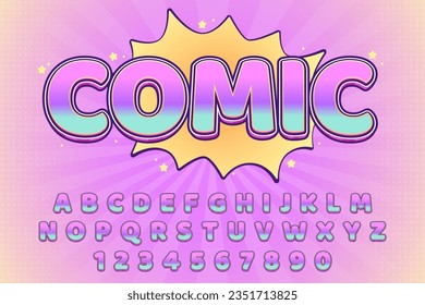 decorative editable rainbow cute comic text effect vector design