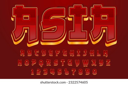 decorative editable red asia text effect vector design