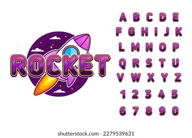 decorative editable rocket text effect vector design
