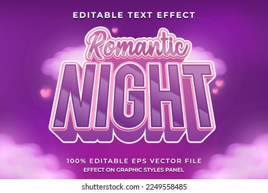 decorative editable romantic night text effect vector design