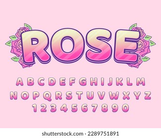 decorative editable rose text effect vector design