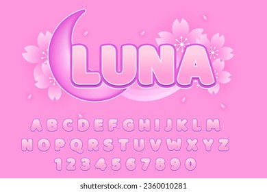 decorative editable sakura moon text effect vector design
