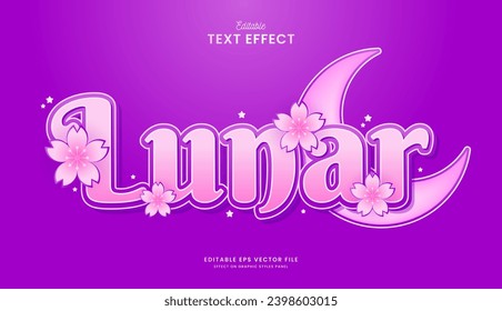 decorative editable sakura moon text effect vector design