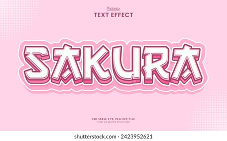 dekorativer, bearbeitbarer Sakura-Texteffekt, Vektordesign