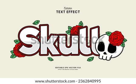 decorative editable skull rose text effect vector design