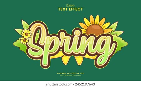 diseño de Vector de efecto de texto de temporada de primavera editable decorativa