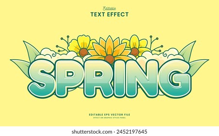 diseño de Vector de efecto de texto de temporada de primavera editable decorativa