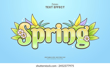 decorative editable spring season text effect vector design