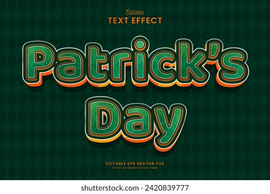 decorative editable st patricks day text effect vector design