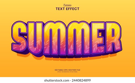 diseño vectorial de efecto de texto de verano editable decorativo