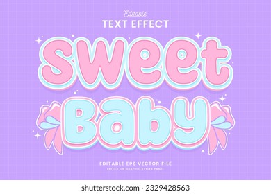 decorative editable sweet baby pastel color text effect vector design