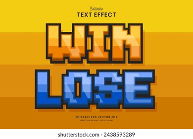 decorative editable win lose pixel text effect vector design