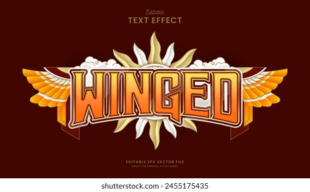 decorative editable winged sun text effect vector design