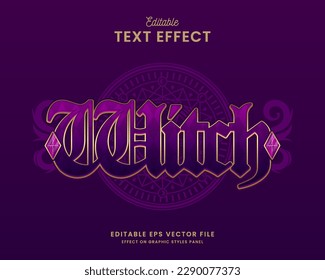 decorative editable witch text effect vector design