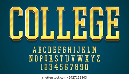 decorative editable yellow college text effect vector design