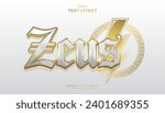 decorative editable zeus thunder text effect vector design