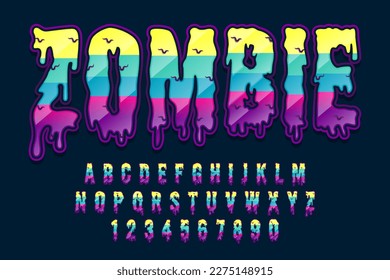 diseño vectorial de efecto de texto zombi editable decorativo